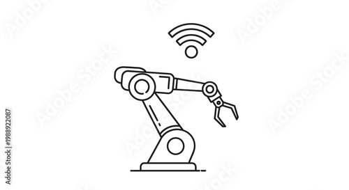 Industrial robotic arm with wireless control.