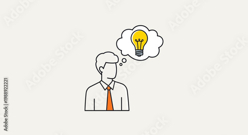 Man with light bulb thought idea.