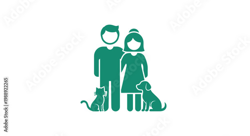 Man and woman with cat and dog family icon