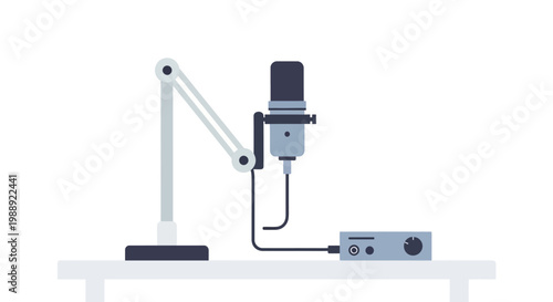 Microphone on a stand with audio.