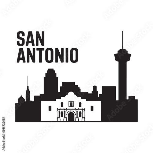 Quadro em tela San antonio skyline featuring the tower of the americas and the alamo