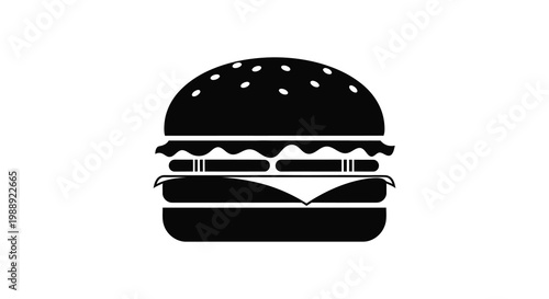 Black and white hamburger icon a simple food illustration
