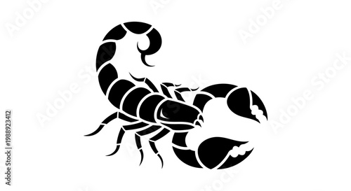 Black scorpion silhouette side view.