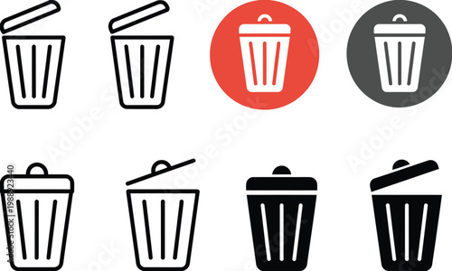 Delete icons rgb garbage trash recycle bin symbol basic interface vector illustration design