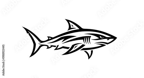 Black and white shark drawing side.