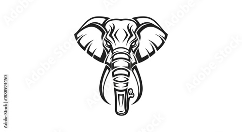 Black and white elephant head drawing.