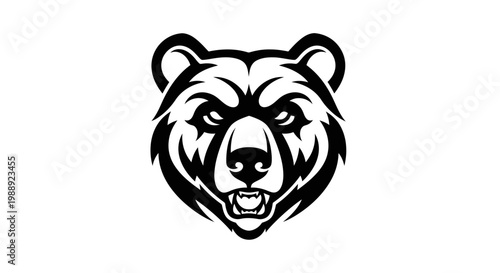 Black bear head illustration face closeup.