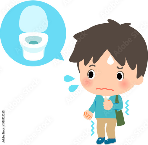 外出中にトイレに行きたくなって焦っている男性