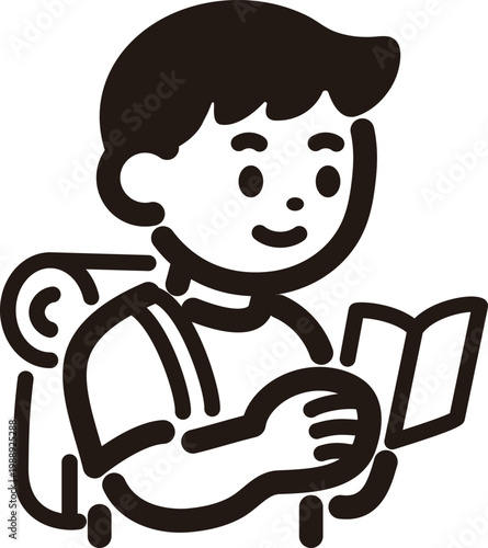 Backpacker Icon Illustration: Male Tourist with Backpack and Map, Hand-drawn Vector for Travel and Adventure