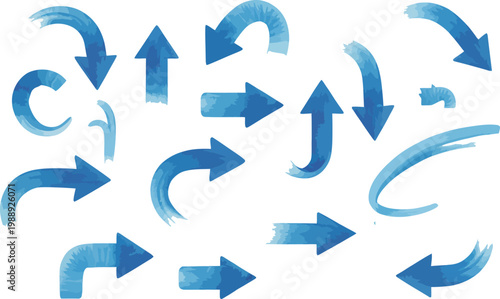 Blue gradient arrows wavy direction wind water stream movement vector illustration design