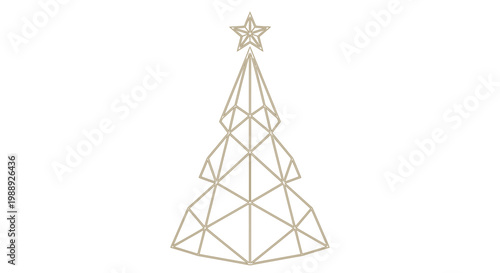 Geometric Christmas Tree Wireframe Illustration.