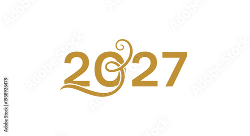 Golden 2027 Year Text Logo.