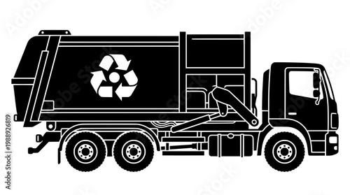 Garbage Truck Front View Silhouette Logo Vector