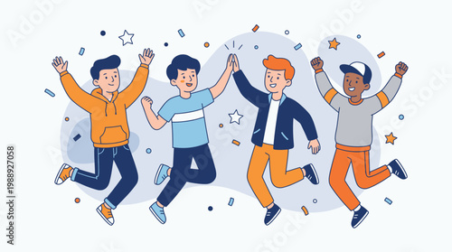 Happy People Celebrating Success Vector Illustration