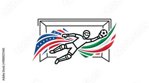 Soccer Goalkeeper Diving to Save a Goal in Action.