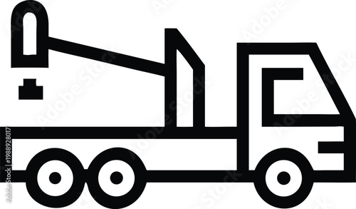 Outline icon of a tow truck for roadside assistance and vehicle recovery services