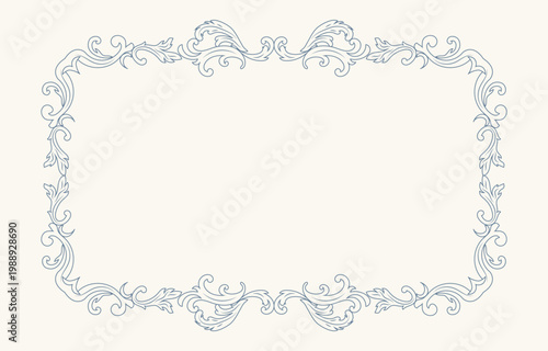 Rococo Rectangle Frame with Acanthus Ornament and Scroll Border