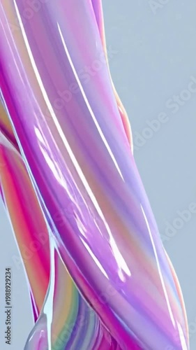 Mesmerizing abstract design featuring a smooth, glossy helix structure in a captivating gradient of soft pastel pink, purple, and blue, creating a modern and artistic visual effect