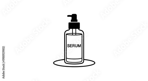 Pump bottle labeled 'SERUM' icon on isolated white background.