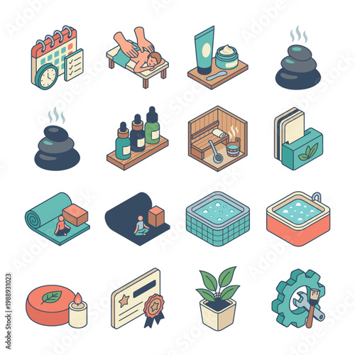 Collection of various wellness and spa icons.