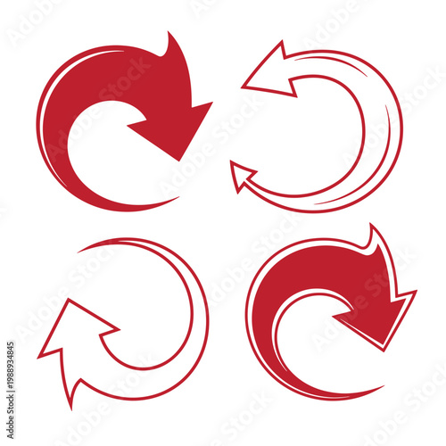 Red arrows on white background, circular arrow symbols