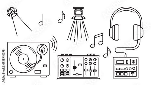 Sound Engineering Equipment Setup With Headphones For Music Production And Live Performance Concepts