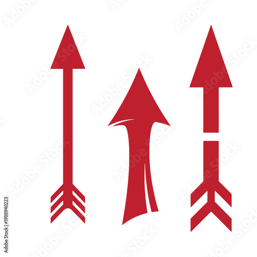 Three red arrows on white background, pointing upward symbols directional signs