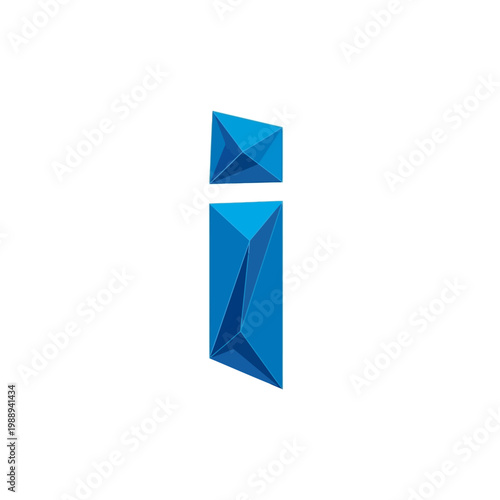 3D render of the lowercase letter i in blue crystalline style.