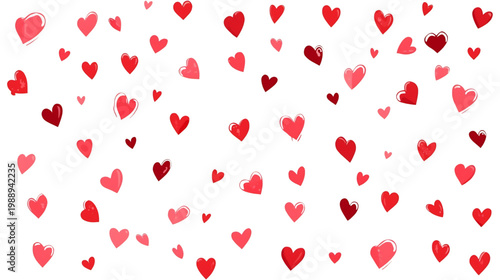 Valentine's Day Hearts: A vibrant scatter of red hearts, conveying affection and warmth. Perfect for expressing love and happiness.