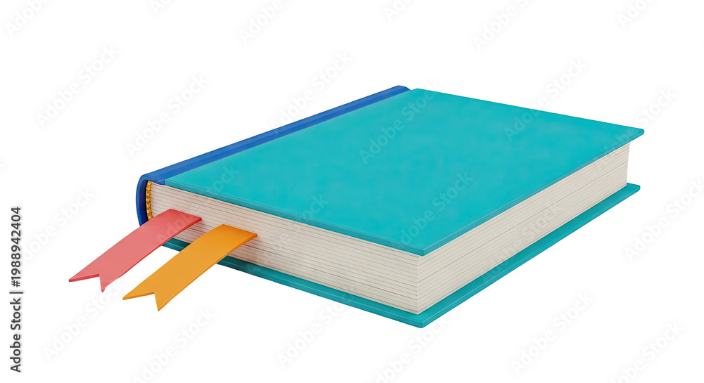 Fototapeta premium Turquoise Book with Red and Orange Bookmarks