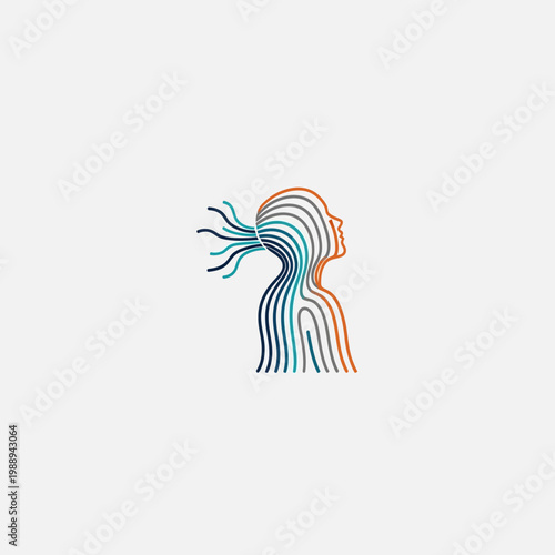 Abstract illustration of a human head and shoulders created with colorful flowing lines.