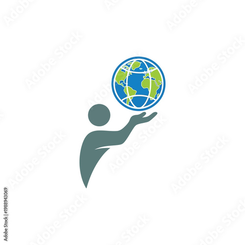 Abstract illustration of a human silhouette holding a globe.
