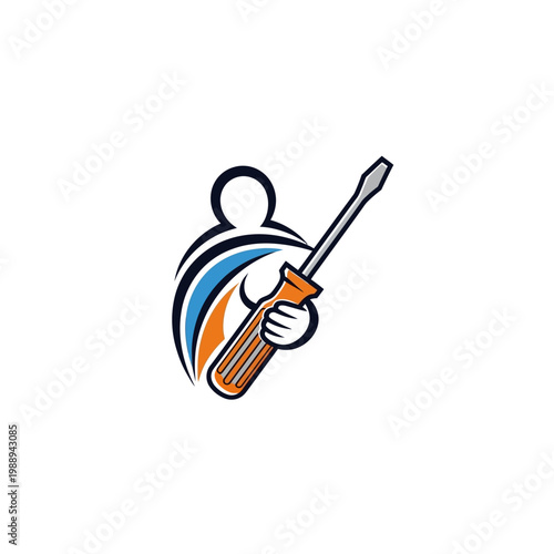 Abstract illustration of a person holding a screwdriver.