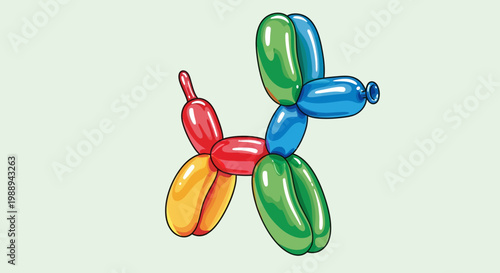Colorful balloon animal on green background.