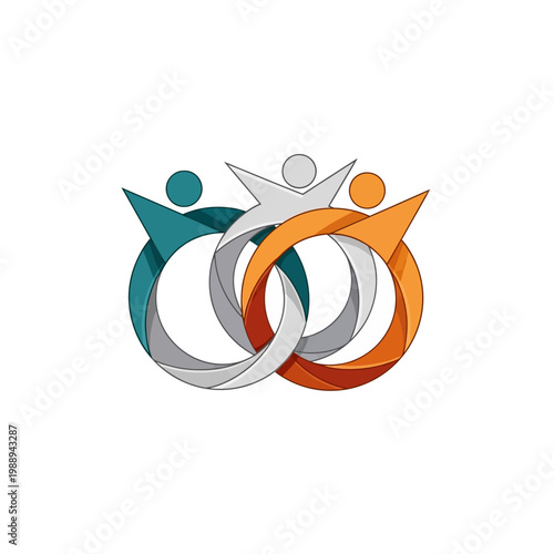 Abstract illustration of interconnected human figures forming a circle.