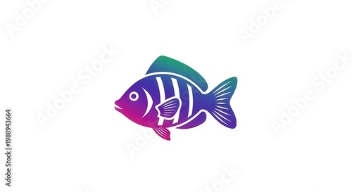 Vibrant gradient colored fish logo design illustration for aquatic themes and marine life concepts