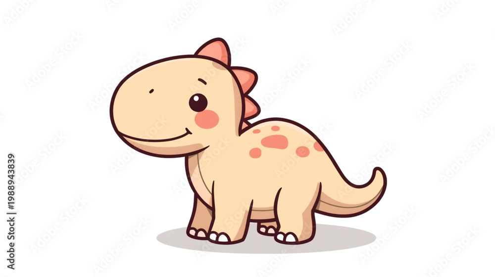 Obraz premium Cute Cartoon Dinosaur: An adorable cartoon dinosaur, radiates cheerfulness with its warm hues and playful essence. Captivating the hearts.