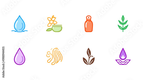 Nature's Essence: An array of vibrant and minimalist icons representing the pure elements and botanical wonders of nature.