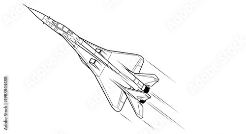 Fast Military Jet Aircraft Soaring Through the Sky, Dynamic Perspective