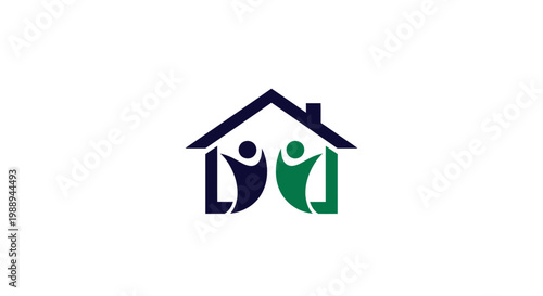 Family Home Concept with People Silhouette Inside a House