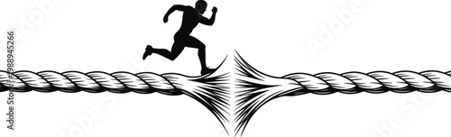 Silhouette of Runner Leaping Over a Breaking Rope running