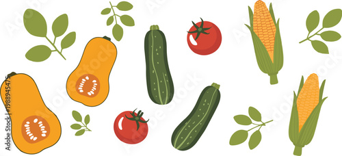 Assortment of Fresh Vegetables and Green Leaves food