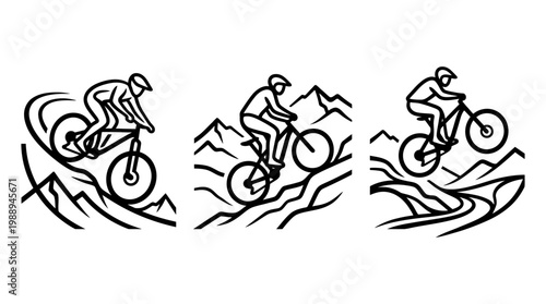 Mountain Biking Adventure - Thrilling Silhouette Riders on Trails.