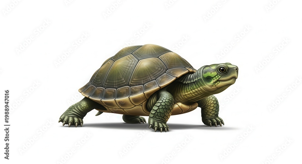 Obraz premium Detailed illustration of a terrestrial turtle with a textured shell on a pristine white background