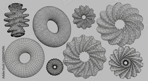 3D Geometric Shapes: Torus, Gears, and Abstract Forms