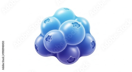 Vibrant blue berry cluster digital illustration showcasing fresh organic fruit details