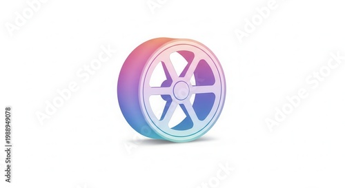 Vibrant digital wheel icon with a mesmerizing gradient color transition, a modern graphic element