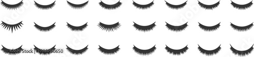Eyelash Beauty Vector Illustration Set Isolated. Collection of stylish eyelash designs for beauty and cosmetic use. Perfect for makeup branding, salons, and fashion-related graphics.