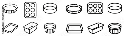 Baking icons with tart tray pan outline