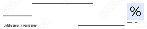 Data analysis, minimalism, design templates, abstract layouts, finance concepts, presentations. A percentage symbol with intersecting horizontal lines. Data analysis and minimalism